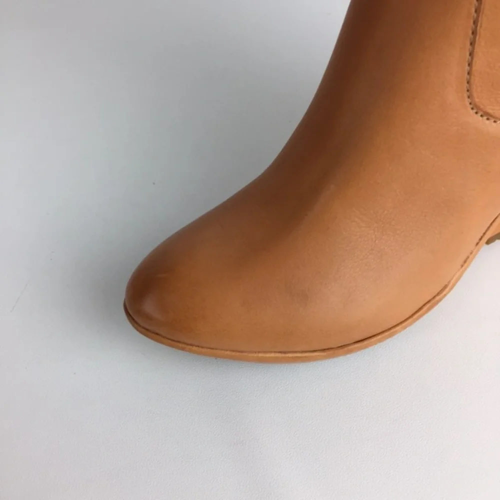 Kork Ease Adrianne Tan Leather Tall OTK Over the Knee Wedge Boot 6